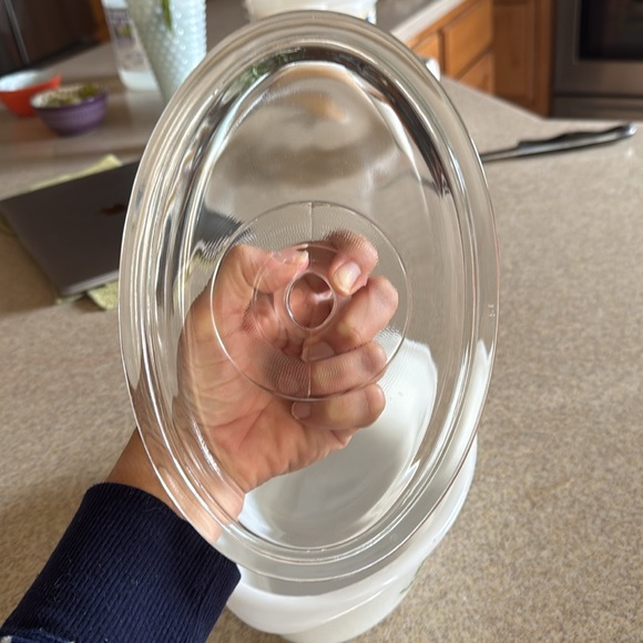 Vintage Glasbake 1 Qt. Oval Covered Casserole/Vegetable Dish w/Green Daisies Lid - Picture 10 of 10